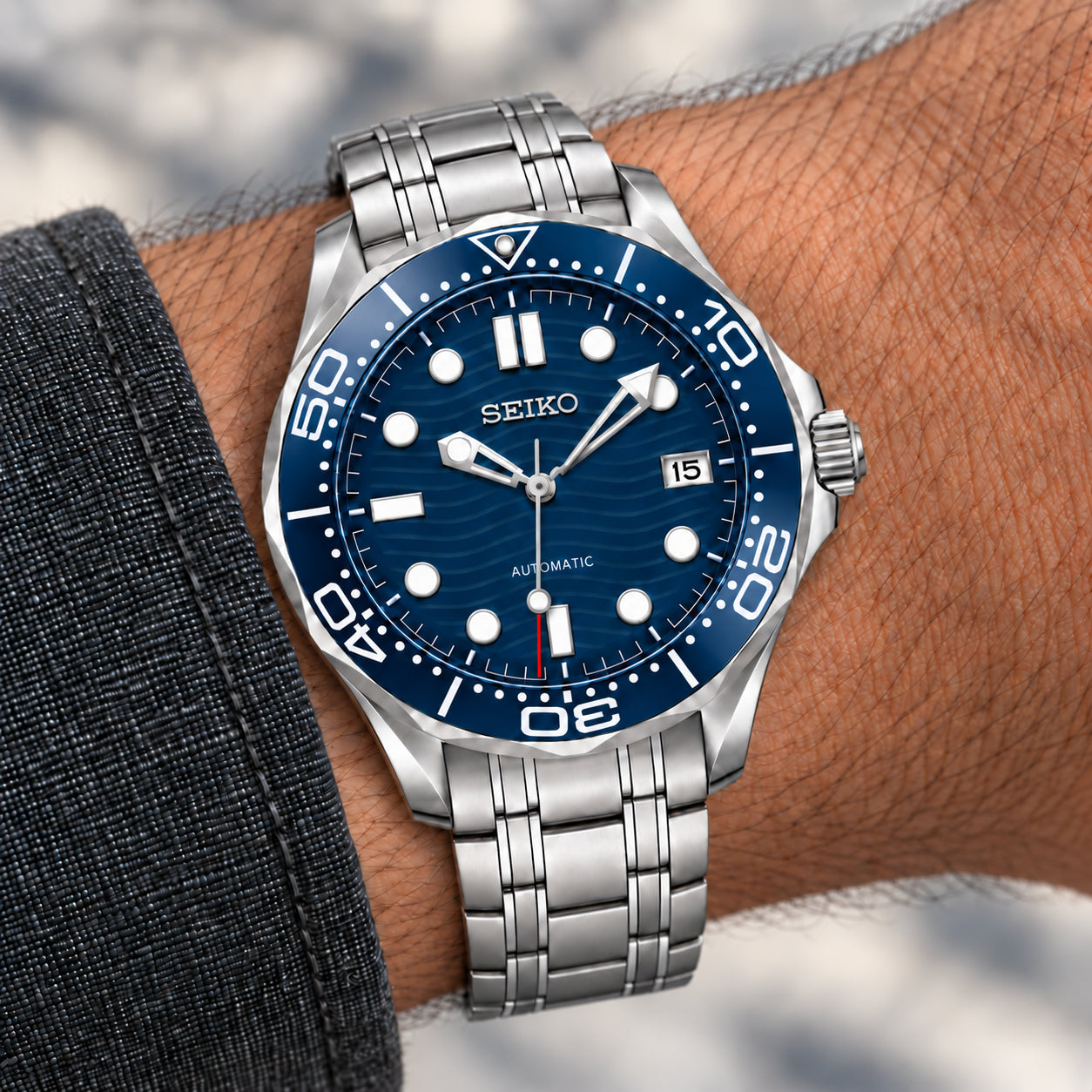 Blue on wrist view